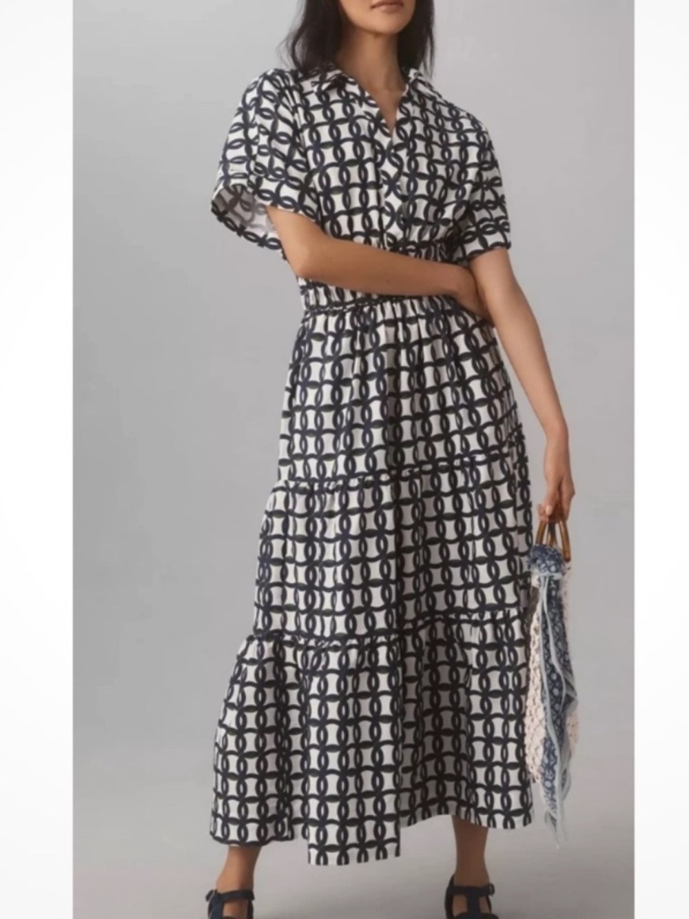 Anthropologie The Somerset Maxi Dress Geometric Shirt Dress Edition size S